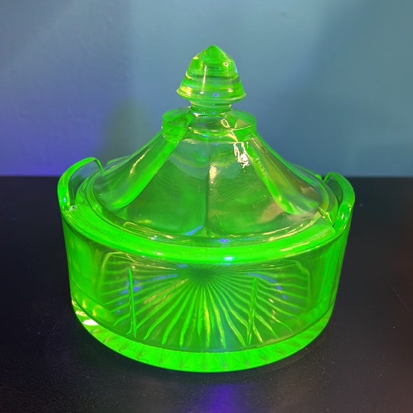 Vintage Dining Vintage Uranium Glass Candy Dish Lid Poshmark